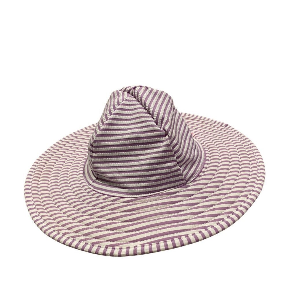 Ruffle Butts 3 piece Purple & White Seersucker Swimsuit & Hat - New! - Picture 4 of 6